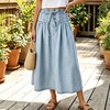image:imagechouyatou Womens Striped Printed Denim Skirt A Line Jean Midi Long SkirtLight Blue