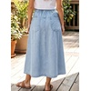 image:imagechouyatou Womens Striped Printed Denim Skirt A Line Jean Midi Long SkirtLight Blue