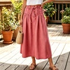 image:imagechouyatou Womens Striped Printed Denim Skirt A Line Jean Midi Long SkirtWatermelon Red