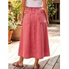 image:imagechouyatou Womens Striped Printed Denim Skirt A Line Jean Midi Long SkirtWatermelon Red