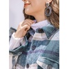image:imagechouyatou Womens Windproof Single Breasted Plaid Midi Long Wool Coat Overcoat JacketBlackish Green