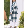 image:imagechouyatou Womens Windproof Single Breasted Plaid Midi Long Wool Coat Overcoat JacketBlackish Green