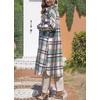image:imagechouyatou Womens Windproof Single Breasted Plaid Midi Long Wool Coat Overcoat JacketGreen