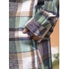 image:imagechouyatou Womens Windproof Single Breasted Plaid Midi Long Wool Coat Overcoat JacketGreen