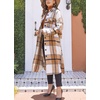 image:imagechouyatou Womens Windproof Single Breasted Plaid Midi Long Wool Coat Overcoat JacketKhaki