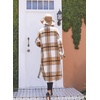 image:imagechouyatou Womens Windproof Single Breasted Plaid Midi Long Wool Coat Overcoat JacketKhaki