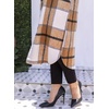 image:imagechouyatou Womens Windproof Single Breasted Plaid Midi Long Wool Coat Overcoat JacketKhaki
