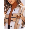 image:imagechouyatou Womens Windproof Single Breasted Plaid Midi Long Wool Coat Overcoat JacketKhaki
