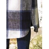 image:imagechouyatou Womens Windproof Single Breasted Plaid Midi Long Wool Coat Overcoat JacketNavy Blue