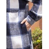 image:imagechouyatou Womens Windproof Single Breasted Plaid Midi Long Wool Coat Overcoat JacketNavy Blue