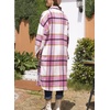 image:imagechouyatou Womens Windproof Single Breasted Plaid Midi Long Wool Coat Overcoat JacketPink