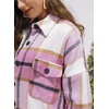 image:imagechouyatou Womens Windproof Single Breasted Plaid Midi Long Wool Coat Overcoat JacketPink