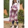 image:imagechouyatou Womens Windproof Single Breasted Plaid Midi Long Wool Coat Overcoat JacketPink