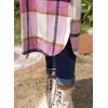 image:imagechouyatou Womens Windproof Single Breasted Plaid Midi Long Wool Coat Overcoat JacketPink