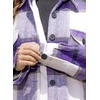image:imagechouyatou Womens Windproof Single Breasted Plaid Midi Long Wool Coat Overcoat JacketPurple