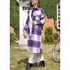 image:imagechouyatou Womens Windproof Single Breasted Plaid Midi Long Wool Coat Overcoat JacketPurple