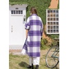 image:imagechouyatou Womens Windproof Single Breasted Plaid Midi Long Wool Coat Overcoat JacketPurple