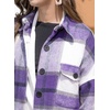 image:imagechouyatou Womens Windproof Single Breasted Plaid Midi Long Wool Coat Overcoat JacketPurple