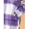 image:imagechouyatou Womens Windproof Single Breasted Plaid Midi Long Wool Coat Overcoat JacketPurple