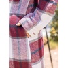 image:imagechouyatou Womens Windproof Single Breasted Plaid Midi Long Wool Coat Overcoat JacketWine Red