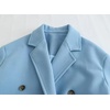 image:imagechouyatou Womens Winter Warm Notch Lapel Double Breasted Long Wool Coat OvercoatBlue