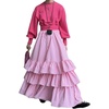 image:imagechouyatou Womens Elegant Ruffle Tiered Skirt Striped Elastic Waist Layered A Line Maxi Long SkirtPink