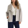 image:imagechouyatou Womens Embroidered Wool Coat Elegant Lapel Wool Blend Trench Pea Coat Outerwear Jacket with PocketsLight Gray