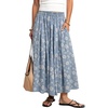image:imagechouyatou Womens Floral Print Boho Denim Skirt Flare Long Jean SkirtLight Blue
