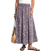 image:imagechouyatou Womens Floral Print Boho Denim Skirt Flare Long Jean SkirtPurple