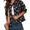 image:imagechouyatou Womens Floral Print Denim Trucker Jacket Button Down Jean CoatsBlack
