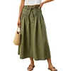 image:imagechouyatou Womens Striped Printed Denim Skirt A Line Jean Midi Long SkirtArmy Green
