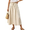 image:imagechouyatou Womens Striped Printed Denim Skirt A Line Jean Midi Long SkirtBeige White