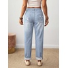 image:imagechouyatou Womens Floral Embroidery Baggy Jeans Barrel Wide Leg Denim PantsLight Blue
