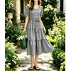 image:imagechouyatou Womens Plaid Cotton Long Dress Gingham Button Down Ruffle DressBlack