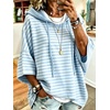 image:imagechouyatou Womens Striped Pullover Hoodies 34 Sleeve Loose Sweatshirt TopLight Blue