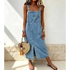image:imagechouyatou Womens Adjustable Straps Denim Overall Jean Jumper DressBlue