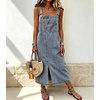 image:imagechouyatou Womens Adjustable Straps Denim Overall Jean Jumper DressGrey