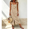 image:imagechouyatou Womens Adjustable Straps Denim Overall Jean Jumper DressKhaki