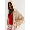 image:imagechouyatou Womens Cable Knit Loose Cardigan Sweater Zip Up Hoodie JacketApricot