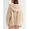 image:imagechouyatou Womens Cable Knit Loose Cardigan Sweater Zip Up Hoodie JacketApricot