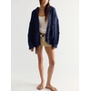 image:imagechouyatou Womens Cable Knit Loose Cardigan Sweater Zip Up Hoodie JacketNavy
