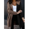 image:imagechouyatou Womens Fall Color Block Open Front Cardigan Casual Loose Hooded Long Sweater Cardigan CoatBlack