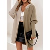image:imagechouyatou Womens Fall Color Block Open Front Cardigan Casual Loose Hooded Long Sweater Cardigan CoatKhaki