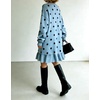 image:imagechouyatou Womens Fall Polka Dot Sweater Knit Dress Ruffle Hem Midi DressBlue