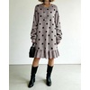 image:imagechouyatou Womens Fall Polka Dot Sweater Knit Dress Ruffle Hem Midi DressGray