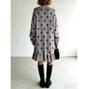 image:imagechouyatou Womens Fall Polka Dot Sweater Knit Dress Ruffle Hem Midi DressGray
