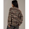 image:imagechouyatou Womens Furry Button Down Cardigan Striped VNeck Loose Fluffy Knit Button Down Sweater CoatCoffee