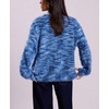image:imagechouyatou Womens Furry Button Down Cardigan Striped VNeck Loose Fluffy Knit Button Down Sweater CoatDark Blue