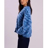 image:imagechouyatou Womens Furry Button Down Cardigan Striped VNeck Loose Fluffy Knit Button Down Sweater CoatDark Blue