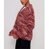 image:imagechouyatou Womens Furry Button Down Cardigan Striped VNeck Loose Fluffy Knit Button Down Sweater CoatRed